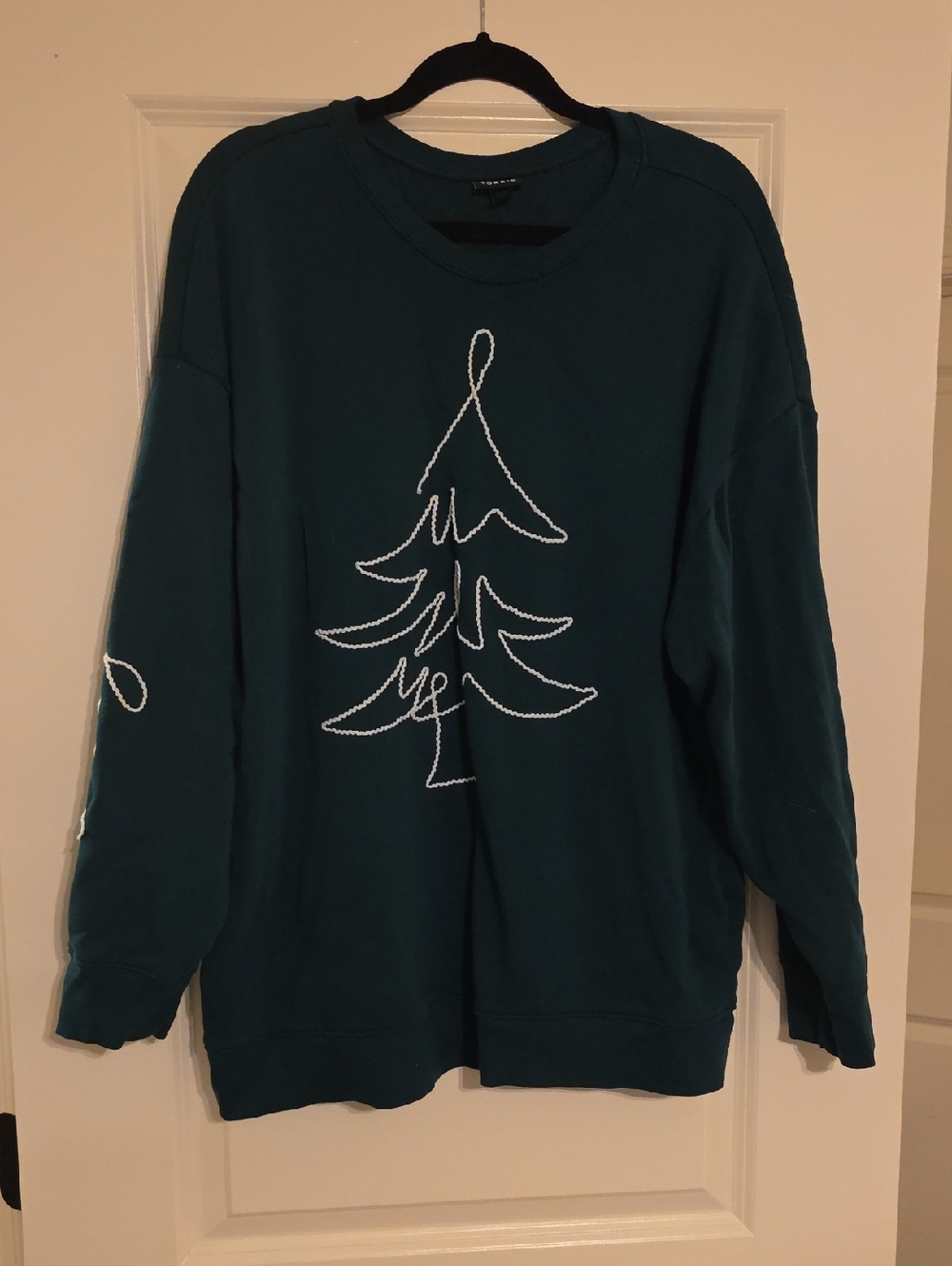 torrid Teal Crewneck Sweater with White Tree Stitch 2XL